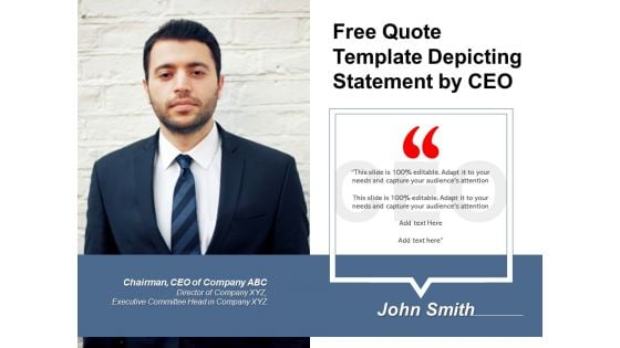 Free Quote Template Depicting Statement By CEO Ppt PowerPoint Presentation File Microsoft PDF