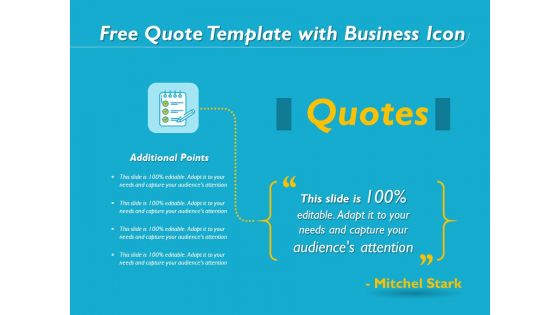 Free Quote Template With Business Icon Ppt PowerPoint Presentation Gallery Format Ideas PDF