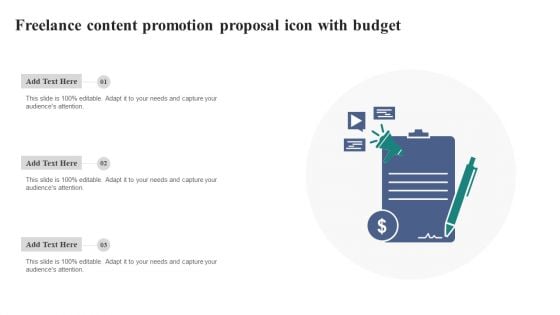 Freelance Content Promotion Proposal Icon With Budget Introduction PDF