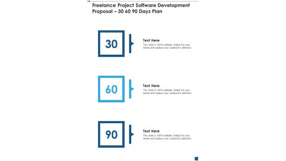 Freelance Project Software Development Proposal 30 60 90 Days Plan One Pager Sample Example Document