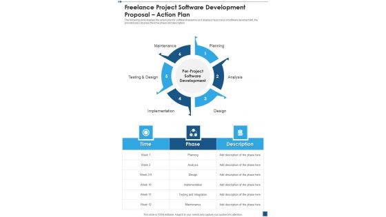 Freelance Project Software Development Proposal Action Plan One Pager Sample Example Document