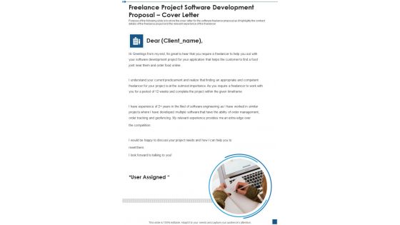 Freelance Project Software Development Proposal Cover Letter One Pager Sample Example Document Freelance Project Software Development Proposal Cover Letter One Pager Sample Example Document