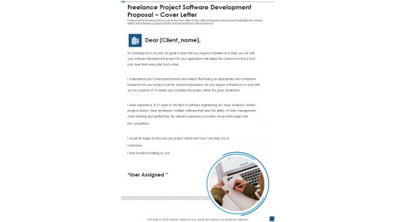 Freelance Project Software Development Proposal Cover Letter One Pager Sample Example Document