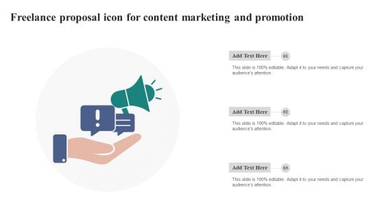 Freelance Proposal Icon For Content Marketing And Promotion Brochure PDF