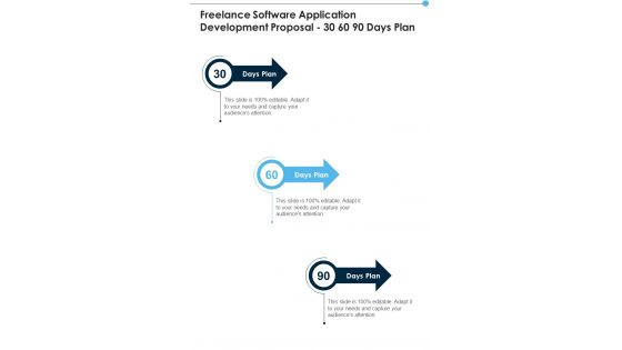 Freelance Software Application Development Proposal 30 60 90 Days Plan One Pager Sample Example Document