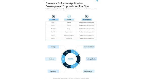 Freelance Software Application Development Proposal Action Plan One Pager Sample Example Document