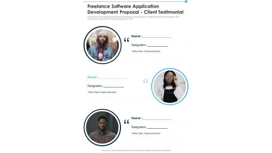 Freelance Software Application Development Proposal Client Testimonial One Pager Sample Example Document