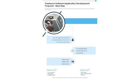 Freelance Software Application Development Proposal Next Step One Pager Sample Example Document