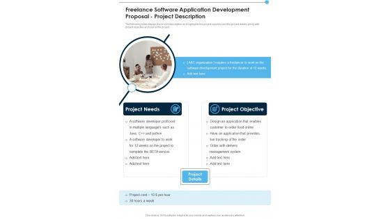 Freelance Software Application Development Proposal Project Description One Pager Sample Example Document