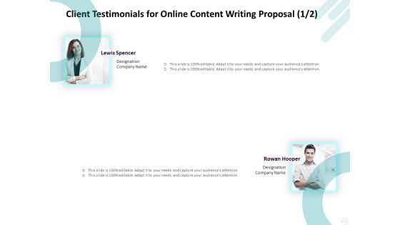 Freelance Writing Client Testimonials For Online Content Writing Proposal Diagrams PDF Freelance Writing Client Testimonials For Online Content Writing Proposal Diagrams PDF