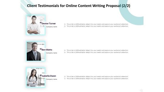 Freelance Writing Client Testimonials For Online Content Writing Proposal Team Infographics PDF