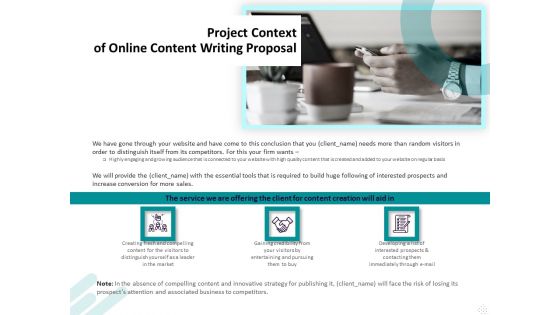 Freelance Writing Project Context Of Online Content Writing Proposal Ppt Layouts Guidelines PDF