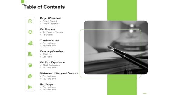 Freelance Writing Proposal Table Of Contents Ppt Styles Graphics Tutorials PDF