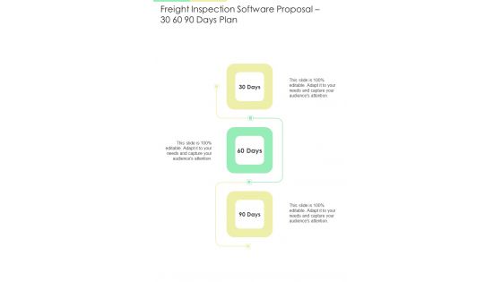 Freight Inspection Software Proposal 30 60 90 Days Plan One Pager Sample Example Document