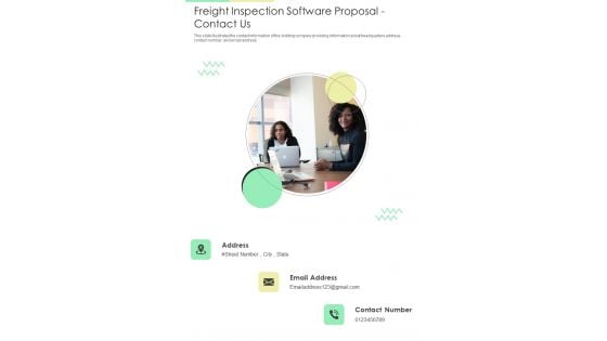 Freight Inspection Software Proposal Contact Us One Pager Sample Example Document Freight Inspection Software Proposal Contact Us One Pager Sample Example Document