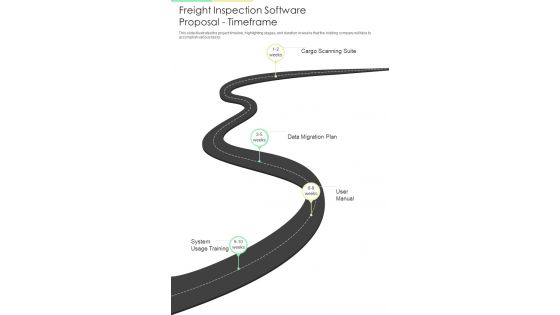 Freight Inspection Software Proposal Timeframe One Pager Sample Example Document Freight Inspection Software Proposal Timeframe One Pager Sample Example Document
