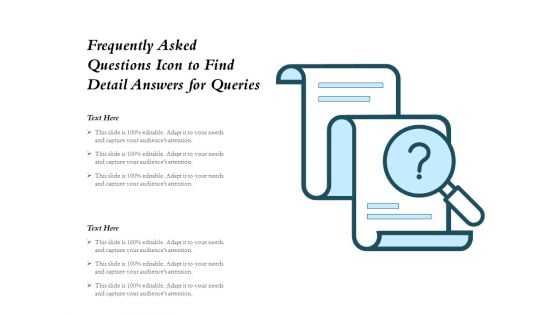 Frequently Asked Questions Icon To Find Detail Answers For Queries Ppt PowerPoint Presentation Gallery Information PDF