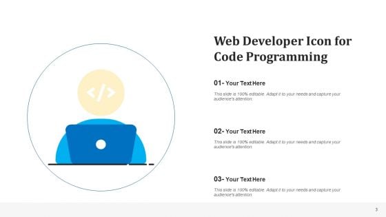 Front End Web Developer Icon Teaching Coding Ppt PowerPoint Presentation Complete Deck With Slides