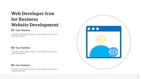 Front End Web Developer Icon Teaching Coding Ppt PowerPoint Presentation Complete Deck With Slides