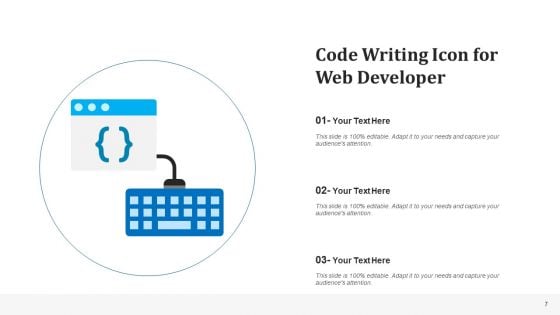 Front End Web Developer Icon Teaching Coding Ppt PowerPoint Presentation Complete Deck With Slides