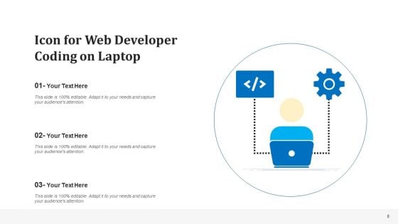 Front End Web Developer Icon Teaching Coding Ppt PowerPoint Presentation Complete Deck With Slides