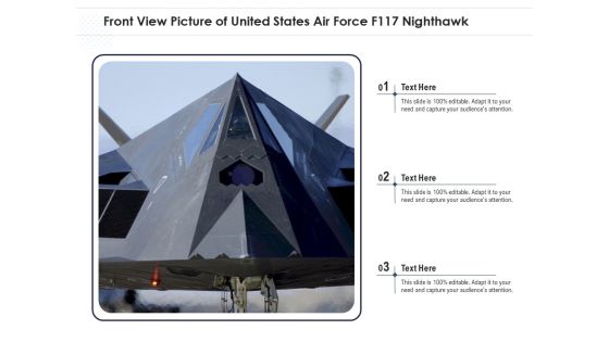 Front View Picture Of United States Air Force F117 Nighthawk Ppt PowerPoint Presentation Gallery Vector PDF