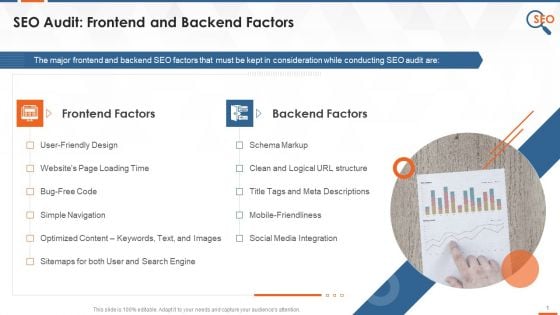 Frontend And Backend Factors That Influence SEO Audit Training Ppt