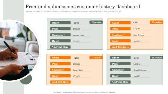 Frontend Submissions Customer History Dashboard Demonstration PDF