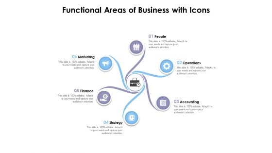 Functional Areas Of Business With Icons Ppt PowerPoint Presentation Portfolio Microsoft