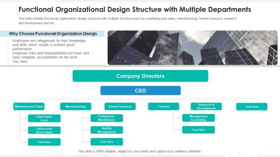 Functional Organizational Design Structure With Multiple Departments Ideas PDF