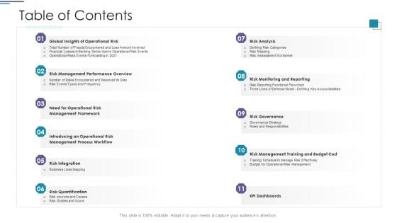 Functional Risk Mitigation Structure Financial Organization Table Of Contents Themes PDF