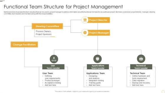 Functional Team Structure For Project Management Brochure PDF