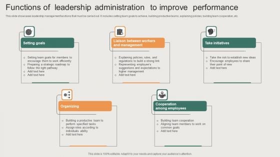 Functions Of Leadership Administration To Improve Performance Sample PDF