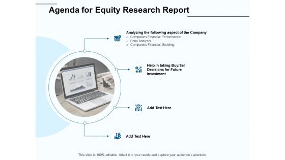 Fund Investment Advisory Statement Agenda For Equity Research Report Ppt Gallery Visual Aids PDF