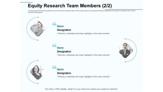 Fund Investment Advisory Statement Equity Research Team Members Ppt Infographic Template Sample PDF