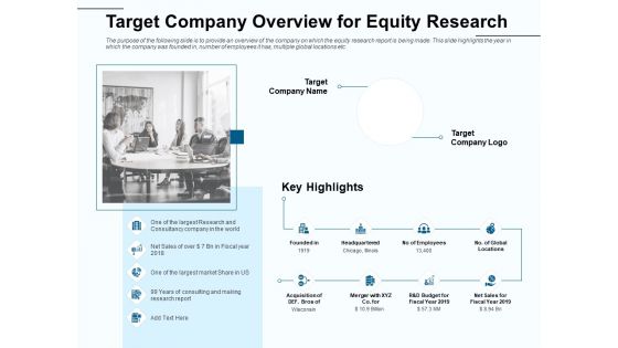 Fund Investment Advisory Statement Target Company Overview For Equity Research Mockup PDF