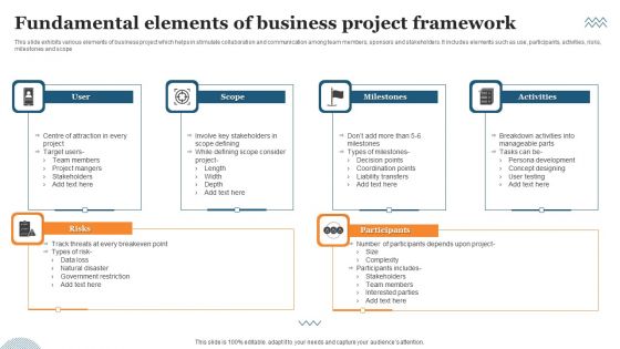 Fundamental Elements Of Business Project Framework Ppt Icon Summary PDF