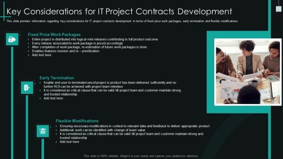 Fundamental PMP Elements Of IT Projects IT Key Considerations For It Project Contracts Development Diagrams PDF