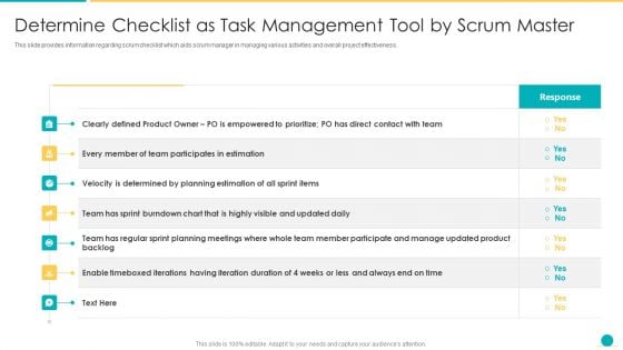 Fundamental Scrum Tools For Agile Project Administration IT Determine Checklist As Task Management Tool By Scrum Master Themes PDF