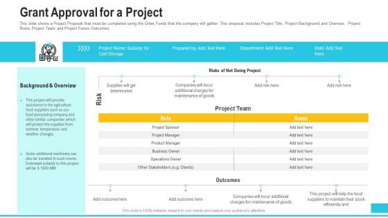 Funding Deck To Procure Funds From Public Enterprises Grant Approval For A Project Demonstration PDF