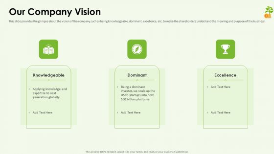 Funding Pitch Deck Our Company Vision Ppt Show Microsoft PDF