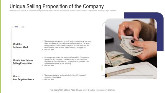 Funding Pitch Deck To Obtain Long Term Debt From Banks Unique Selling Proposition Of The Company Background PDF