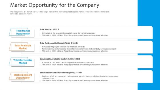 Funding Pitch To Raise Funds From PE Market Opportunity For The Company Portrait PDF