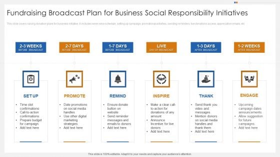 Fundraising Broadcast Plan For Business Social Responsibility Initiatives Portrait PDF Fundraising Broadcast Plan For Business Social Responsibility Initiatives Portrait PDF