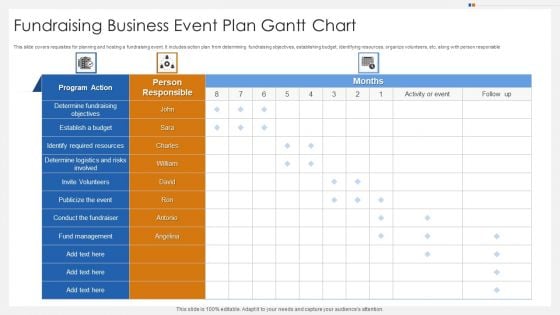 Fundraising Business Event Plan Gantt Chart Microsoft PDF