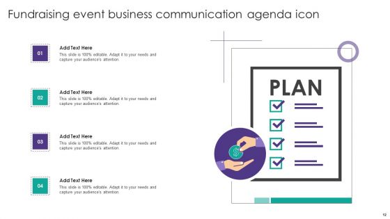 Fundraising Event Communication Agenda Ppt PowerPoint Presentation Complete Deck With Slides