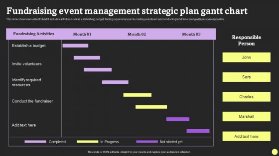 Fundraising Event Management Strategic Plan Gantt Chart Formats PDF