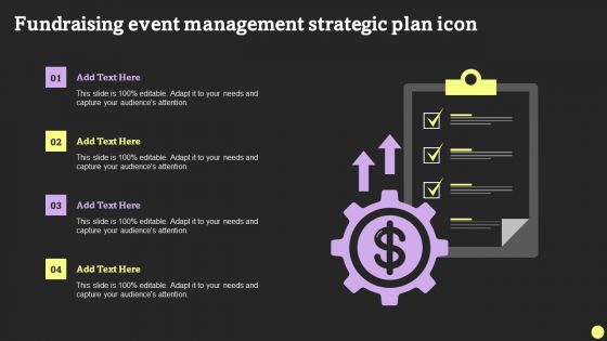 Fundraising Event Management Strategic Plan Icon Download PDF