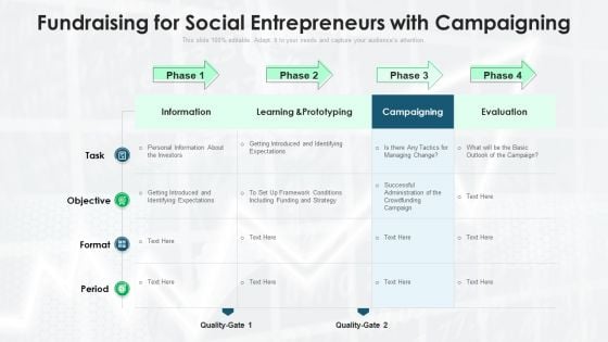 Fundraising For Social Entrepreneurs With Campaigning Ppt PowerPoint Presentation File Pictures PDF