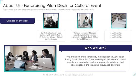 Fundraising Pitch Deck For Cultural Event Ppt PowerPoint Presentation Complete Deck With Slides